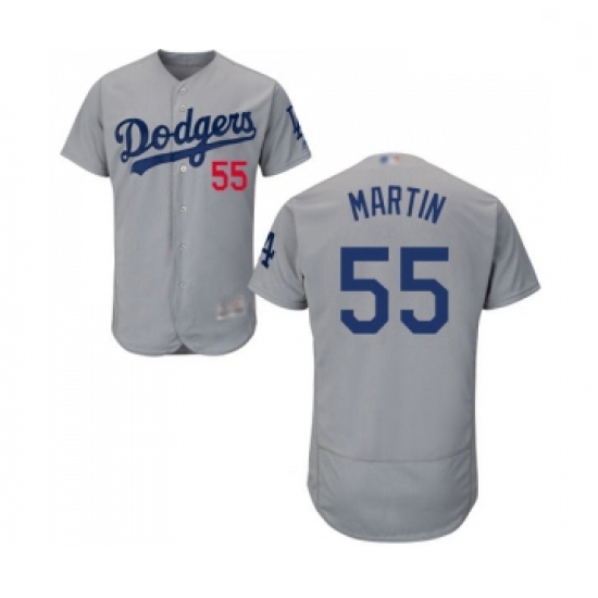 Mens Los Angeles Dodgers 55 Russell Martin Gray Alternate Flex Base Authentic Collection Baseball Je