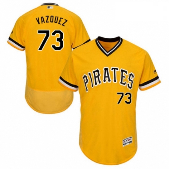 Mens Majestic Pittsburgh Pirates 73 Felipe Vazquez Gold Alternate Flex Base Authentic Collection MLB