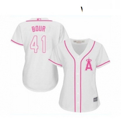 Womens Los Angeles Angels of Anaheim 41 Justin Bour Replica White Fashion Cool Base Baseball Jersey