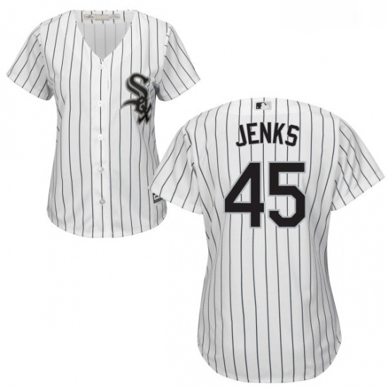 Womens Majestic Chicago White Sox 45 Bobby Jenks Replica White Home Cool Base MLB Jersey