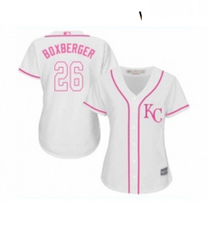 Womens Kansas City Royals 26 Brad Boxberger Replica White Fashion Cool Base Baseball Jersey