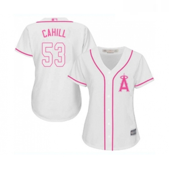 Womens Los Angeles Angels of Anaheim 53 Trevor Cahill Replica White Fashion Cool Base Baseball Jerse