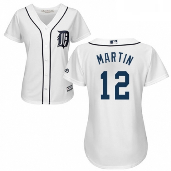 Womens Majestic Detroit Tigers 12 Leonys Martin Replica White Home Cool Base MLB Jersey