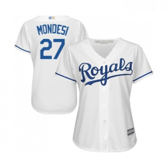 Womens Kansas City Royals 27 Adalberto Mondesi Replica White Home Cool Base Baseball Jersey