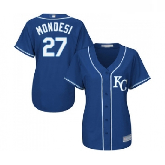 Womens Kansas City Royals 27 Adalberto Mondesi Replica Blue Alternate 2 Cool Base Baseball Jersey