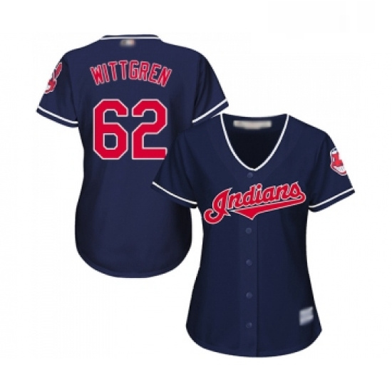 Womens Cleveland Indians 62 Nick Wittgren Replica Navy Blue Alternate 1 Cool Base Baseball Jersey