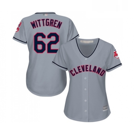 Womens Cleveland Indians 62 Nick Wittgren Replica Grey Road Cool Base Baseball Jersey