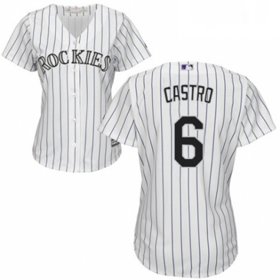 Womens Majestic Colorado Rockies 6 Daniel Castro Authentic White