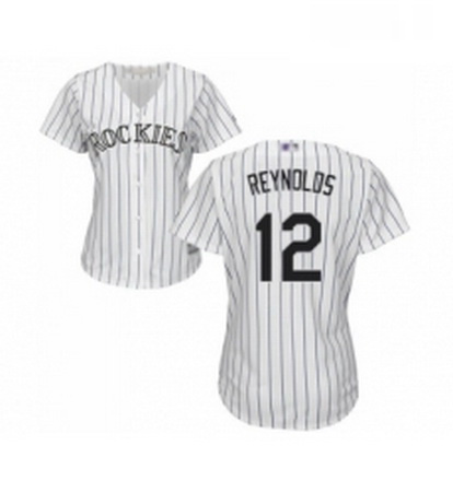 Womens Colorado Rockies 12 Mark Reynolds Replica White Home Cool Base Baseball Jersey