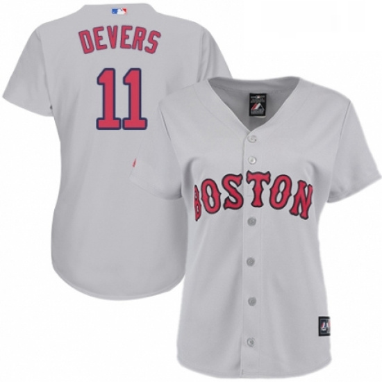 Womens Majestic Boston Red Sox 11 Rafael Devers Authentic Grey Road MLB Jersey