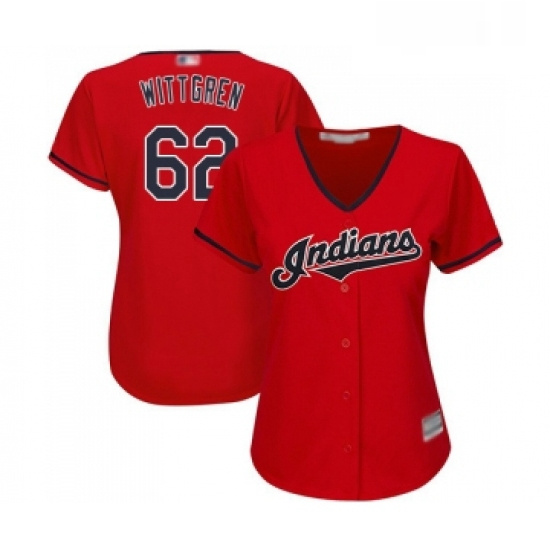 Womens Cleveland Indians 62 Nick Wittgren Replica Scarlet Altern