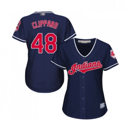 Womens Cleveland Indians 48 Tyler Clippard Replica Navy Blue Alternate 1 Cool Base Baseball Jersey