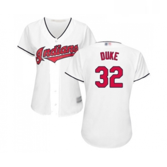 Womens Cleveland Indians 32 Zach Duke Replica White Home Cool Base Baseball Jersey