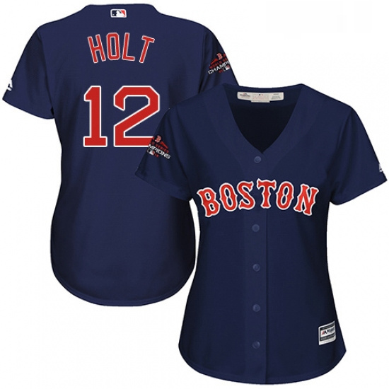 Womens Majestic Boston Red Sox 12 Brock Holt Authentic Navy Blue
