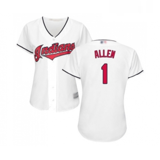 Womens Cleveland Indians 1 Greg Allen Replica White Home Cool Base Baseball Jersey