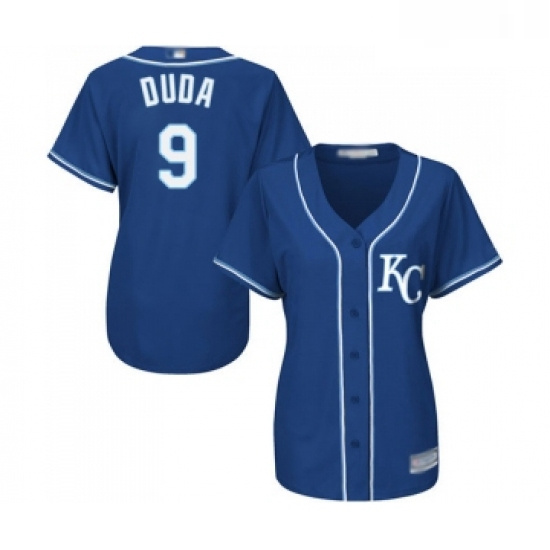 Womens Kansas City Royals 9 Lucas Duda Replica Blue Alternate 2 Cool Base Baseball Jersey