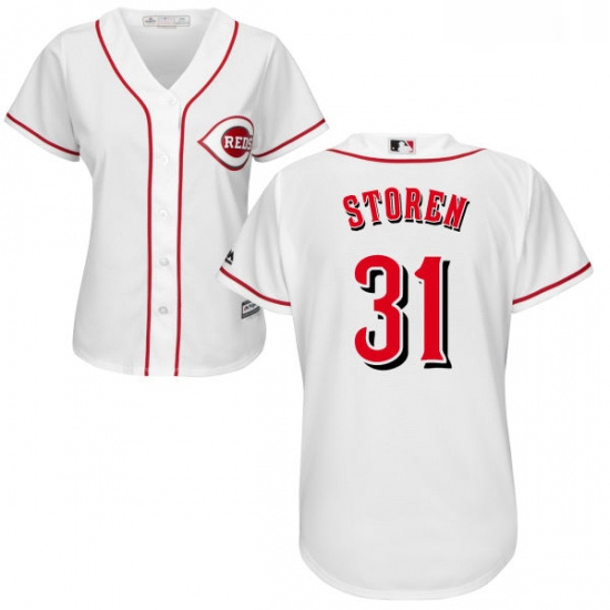 Womens Majestic Cincinnati Reds 31 Drew Storen Replica White MLB Jersey