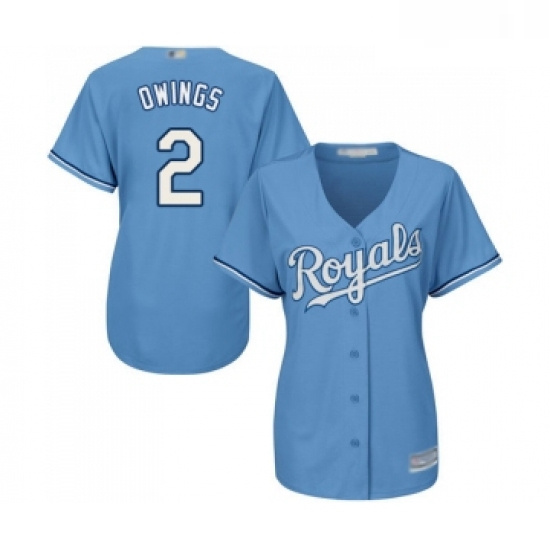 Womens Kansas City Royals 2 Chris Owings Replica Light Blue Alternate 1 Cool Base Baseball Jersey