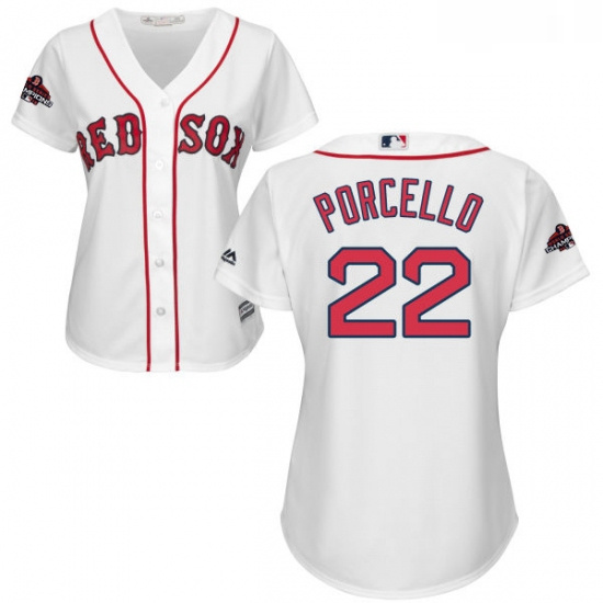 Womens Majestic Boston Red Sox 22 Rick Porcello Authentic White Home 2018 World Series Champions MLB