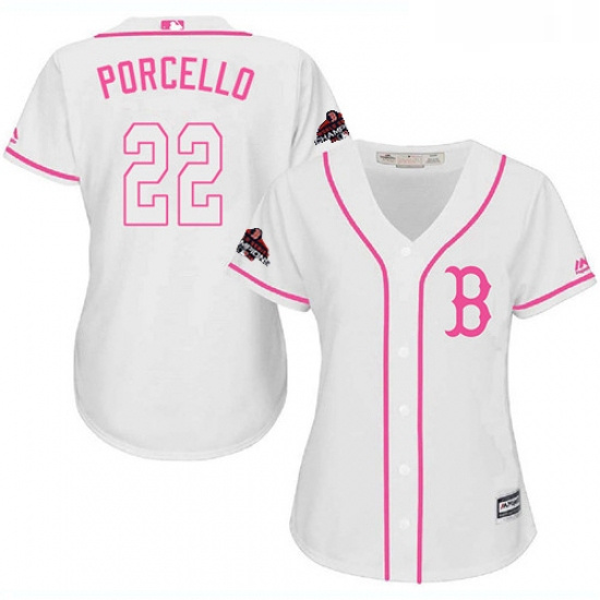 Womens Majestic Boston Red Sox 22 Rick Porcello Authentic White Fashion 2018 World Series Champions 