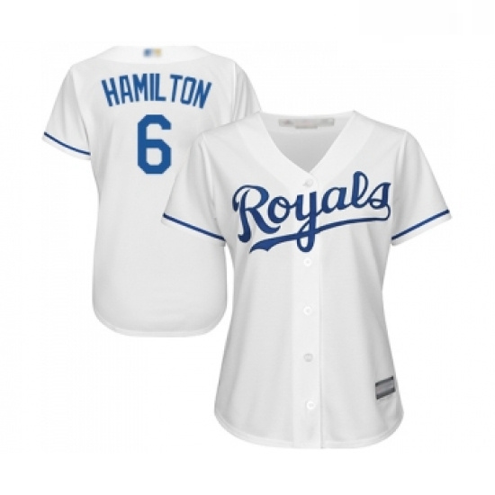 Womens Kansas City Royals 6 Billy Hamilton Replica White Home Cool Base Baseball Jersey