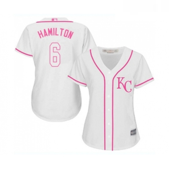 Womens Kansas City Royals 6 Billy Hamilton Replica White Fashion Cool Base Baseball Jersey