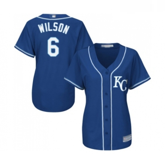 Womens Kansas City Royals 6 Willie Wilson Replica Blue Alternate 2 Cool Base Baseball Jersey