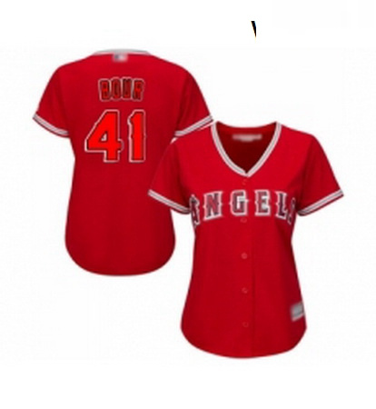 Womens Los Angeles Angels of Anaheim 41 Justin Bour Replica Red Alternate Baseball Jersey