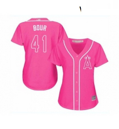 Womens Los Angeles Angels of Anaheim 41 Justin Bour Replica Pink Fashion Baseball Jersey