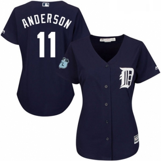 Womens Majestic Detroit Tigers 11 Sparky Anderson Replica Navy B