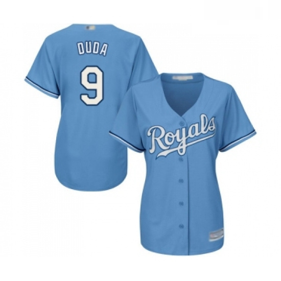 Womens Kansas City Royals 9 Lucas Duda Replica Light Blue Altern