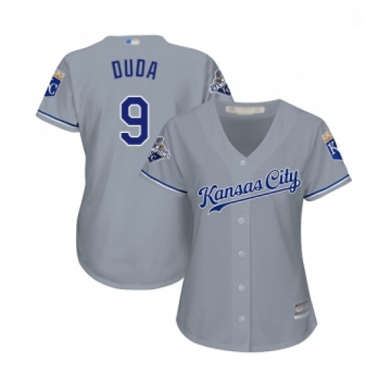 Womens Kansas City Royals 9 Lucas Duda Replica Grey Road Cool Base Baseball Jersey