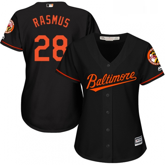 Womens Majestic Baltimore Orioles 28 Colby Rasmus Replica Black Alternate Cool Base MLB Jersey