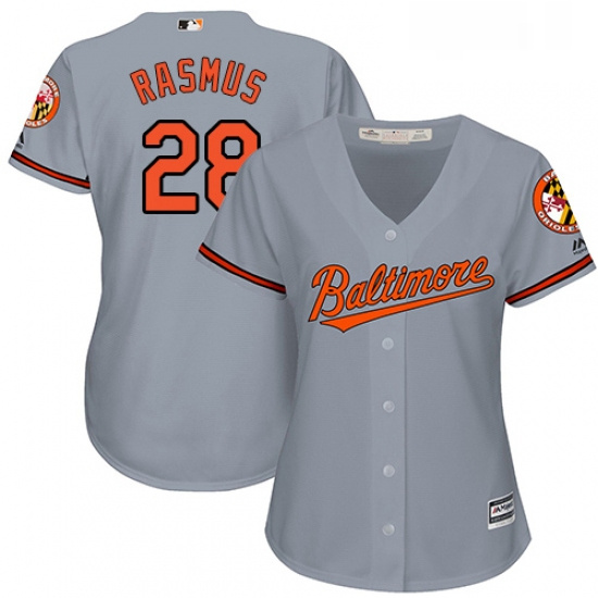 Womens Majestic Baltimore Orioles 28 Colby Rasmus Replica Grey Road Cool Base MLB Jersey