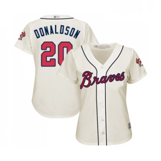 Womens Atlanta Braves 20 Josh Donaldson Replica Cream Alternate 2 Cool Base Baseball Jersey