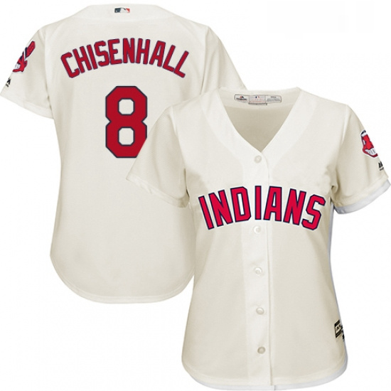 Womens Majestic Cleveland Indians 8 Lonnie Chisenhall Authentic Cream Alternate 2 Cool Base MLB Jers