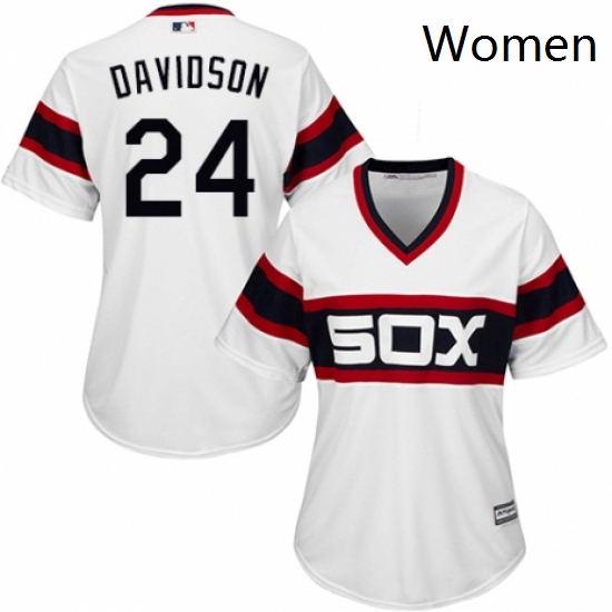 Womens Majestic Chicago White Sox 24 Matt Davidson Replica White 2013 Alternate Home Cool Base MLB J