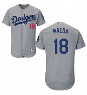 Mens Majestic Los Angeles Dodgers 18 Kenta Maeda Gray Alternate Flex Base Authentic Collection MLB J