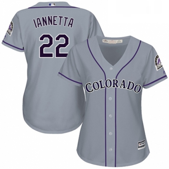 Womens Majestic Colorado Rockies 22 Chris Iannetta Replica Grey Road Cool Base MLB Jersey