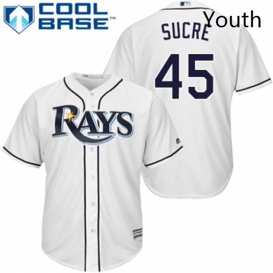 Youth Majestic Tampa Bay Rays 45 Jesus Sucre Replica White Home Cool Base MLB Jersey