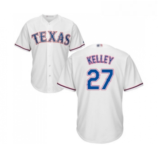 Youth Texas Rangers 27 Shawn Kelley Replica White Home Cool Base Baseball Jersey