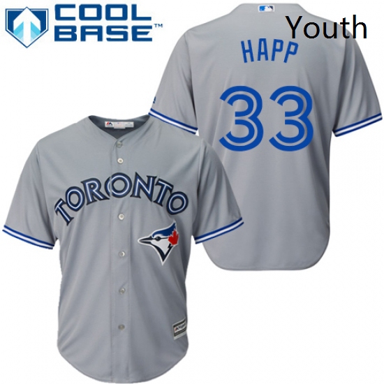 Youth Majestic Toronto Blue Jays 33 JA Happ Authentic Grey Road MLB Jersey