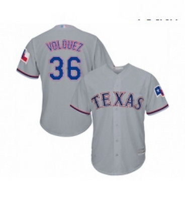 Youth Texas Rangers 36 Edinson Volquez Replica Grey Road Cool Base Baseball Jersey