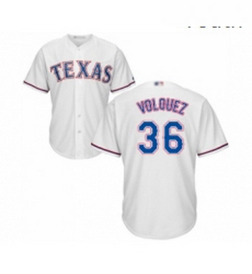 Youth Texas Rangers 36 Edinson Volquez Replica White Home Cool Base Baseball Jersey