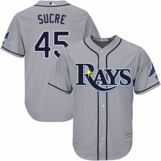 Youth Majestic Tampa Bay Rays 45 Jesus Sucre Authentic Grey Road Cool Base MLB Jersey