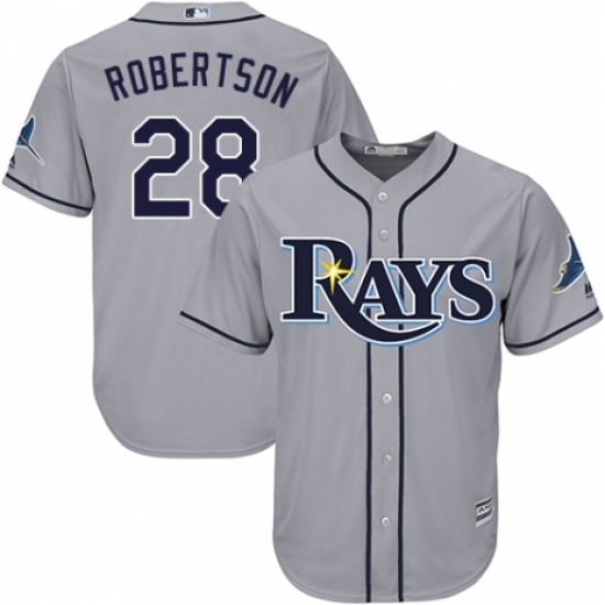 Youth Majestic Tampa Bay Rays 28 Daniel Robertson Authentic Grey Road Cool Base MLB Jersey