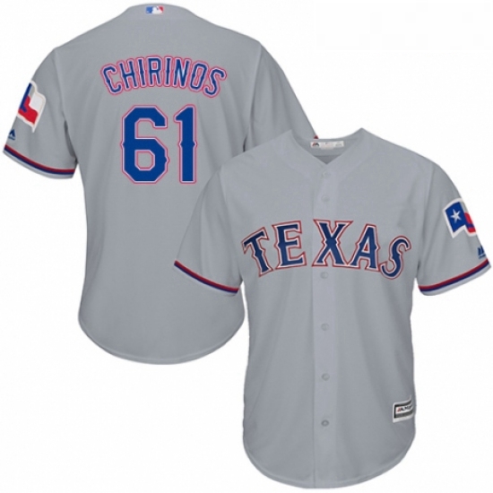 Youth Majestic Texas Rangers 61 Robinson Chirinos Authentic Grey Road Cool Base MLB Jersey