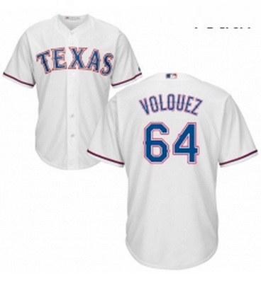 Youth Majestic Texas Rangers 64 Edinson Volquez Authentic White Home Cool Base MLB Jersey