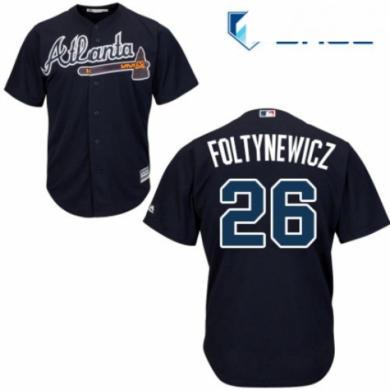 Youth Majestic Atlanta Braves 26 Mike Foltynewicz Authentic Blue Alternate Road Cool Base MLB Jersey