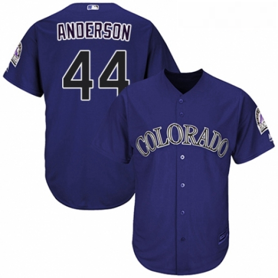 Youth Majestic Colorado Rockies 44 Tyler Anderson Authentic Purple Alternate 1 Cool Base MLB Jersey